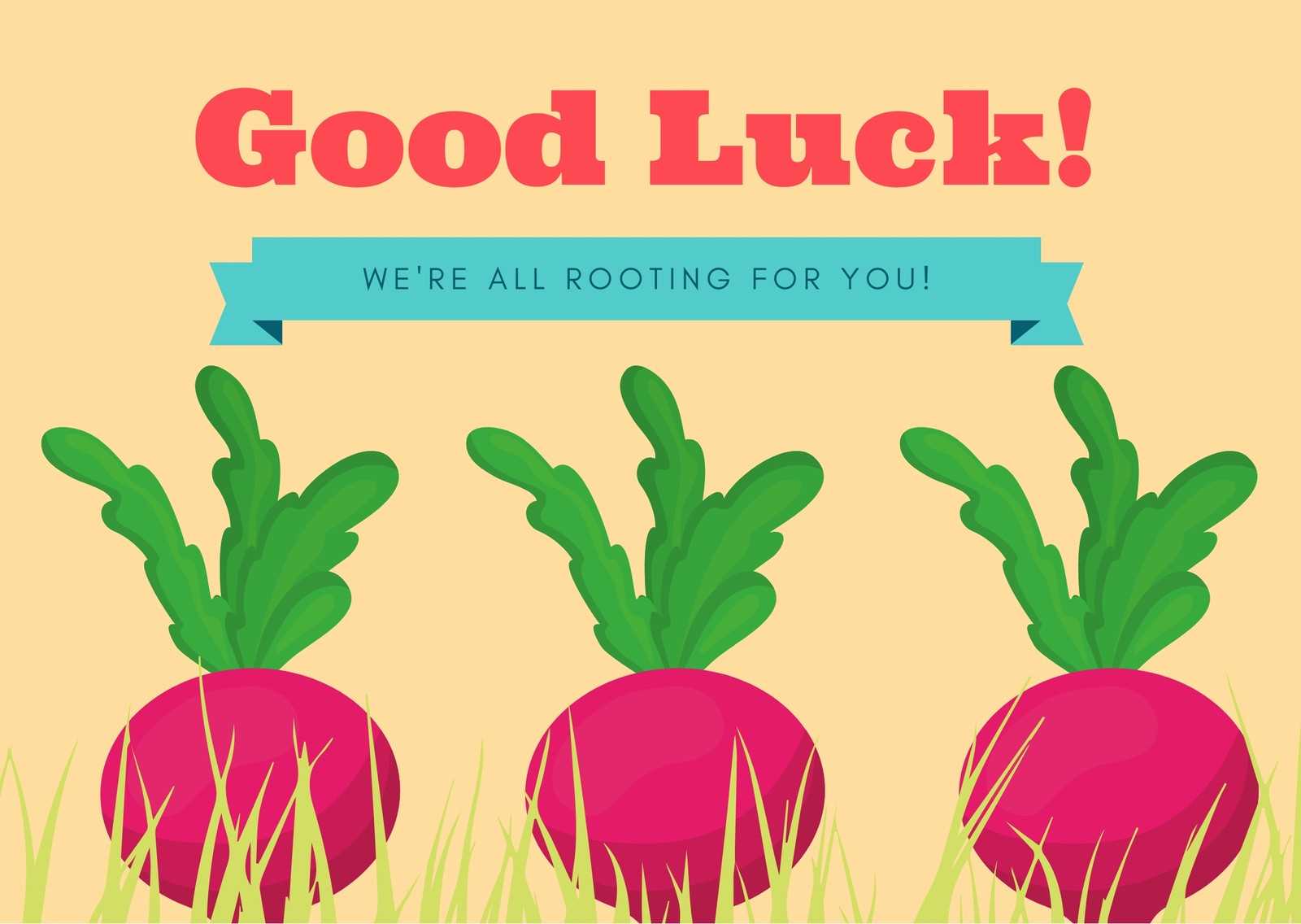 Peach Illustrated Radish Good Luck Card – Templatescanva In Good Luck Card Template