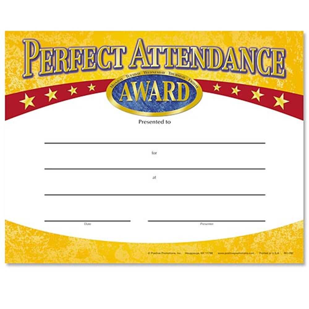 Perfect Attendance Yellow Gold Foil Stamped Certificates In Perfect Attendance Certificate Template