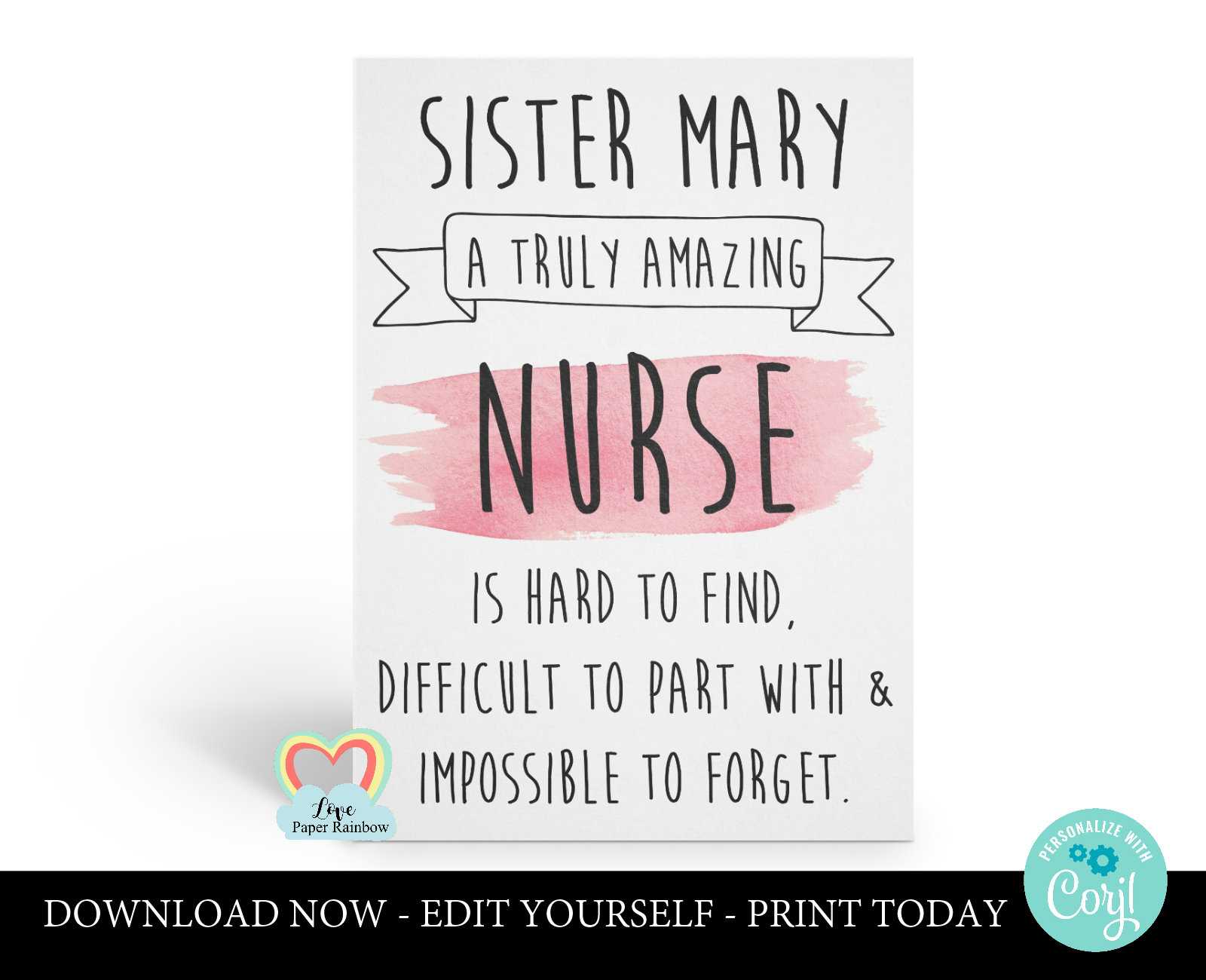 Personalized Nurse Retirement Card Template Instant Download Pertaining To Retirement Card Template