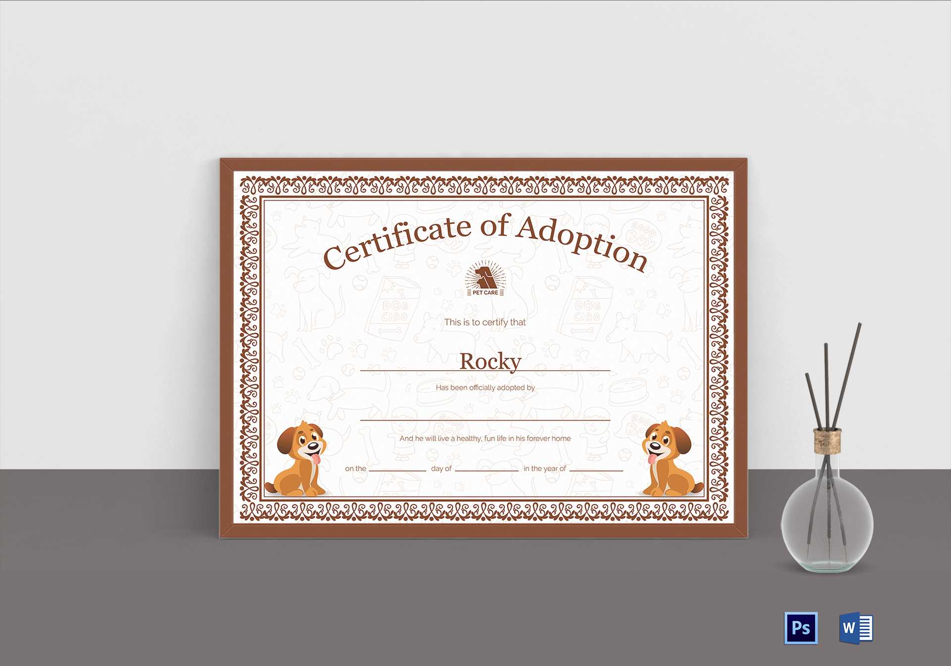 Pet Adoption Certificate Template Pertaining To Pet Adoption Certificate Template