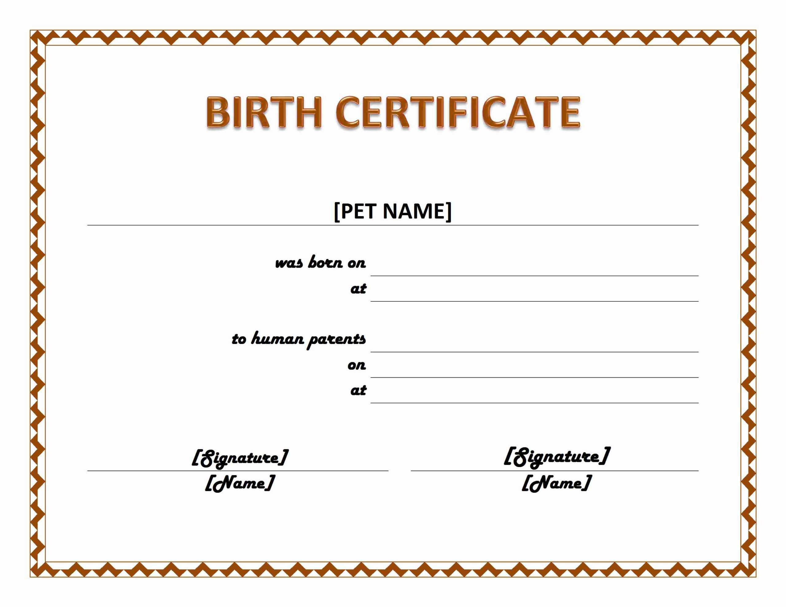 Pet Birth Certificate Template – Ms Word Templates Intended For Official Birth Certificate Template