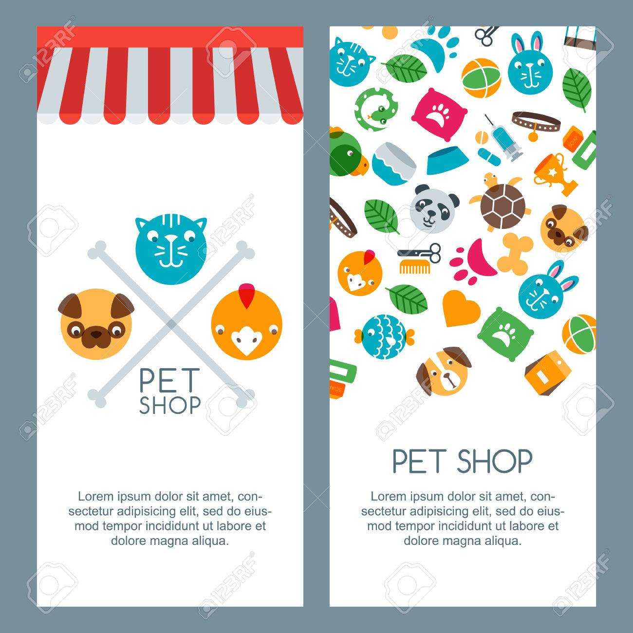 Pet Shop, Zoo Or Veterinary Banner, Poster Or Flyer Template. For Zoo Brochure Template