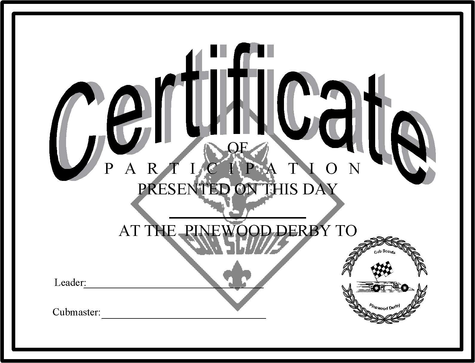 Pinewood Derby Certificates – The Idea Door Inside Pinewood Derby Certificate Template