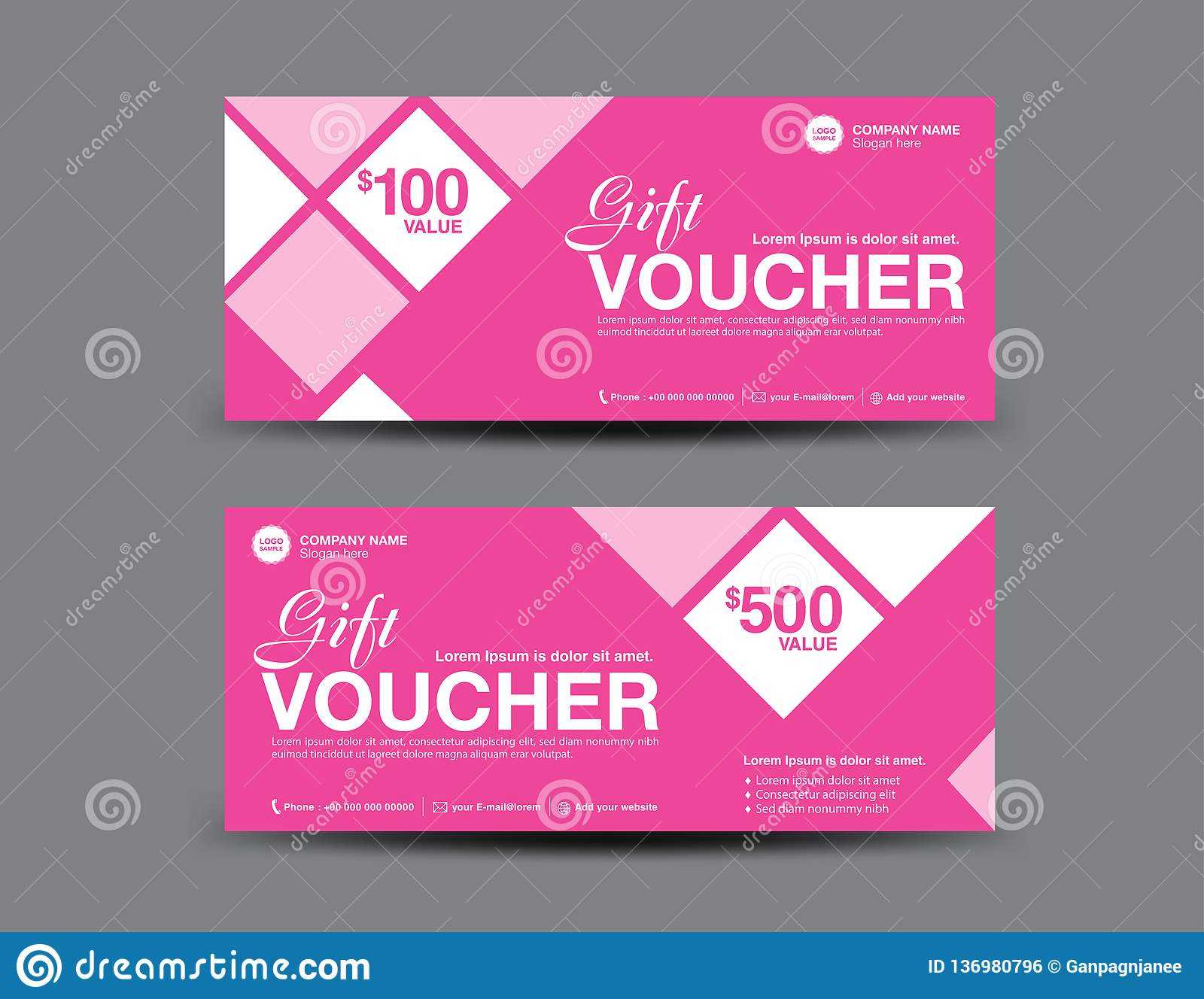 Pink Gift Voucher Template, Coupon Design, Certificate Inside Pink Gift Certificate Template