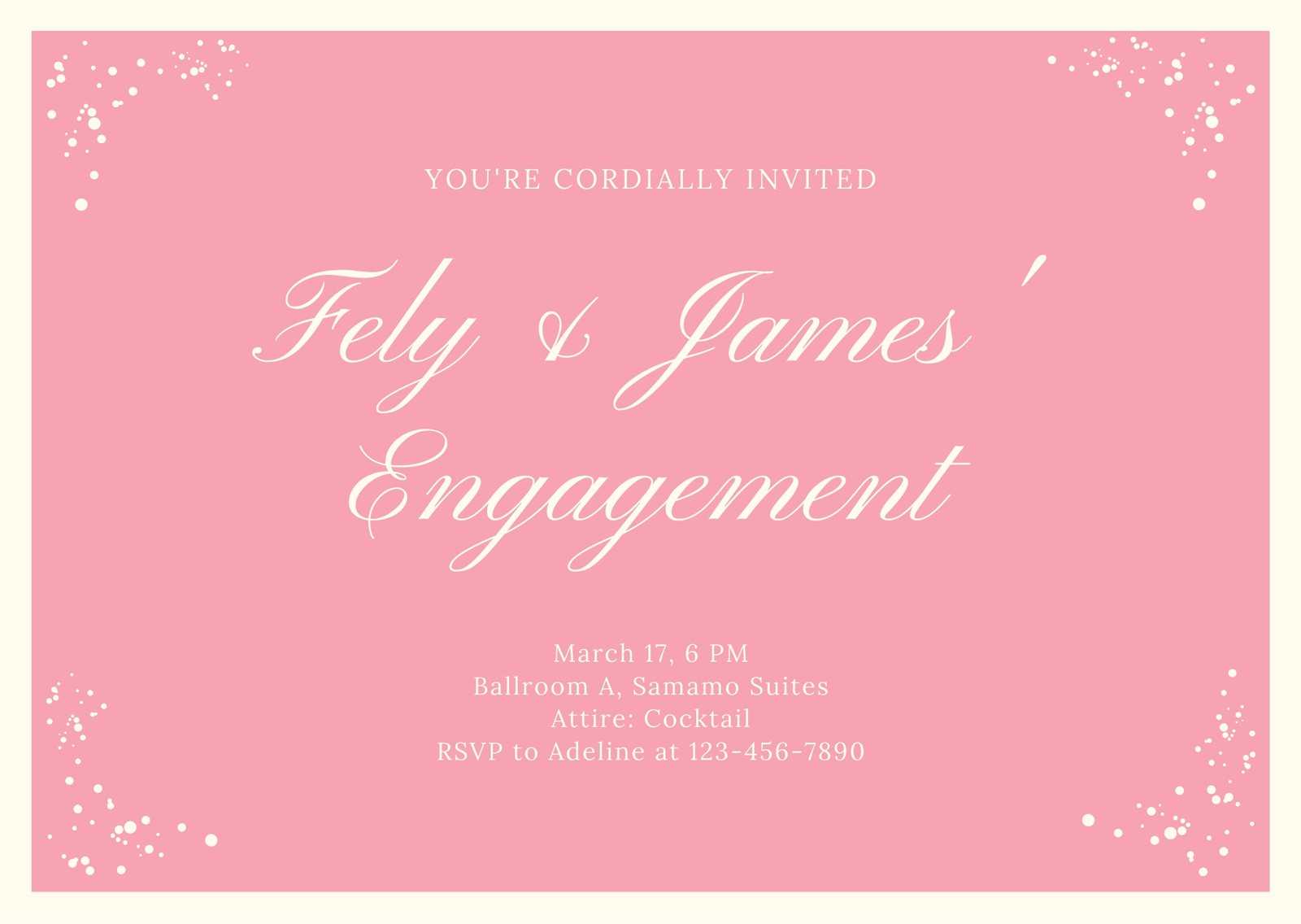 Pink & Gold Elegant Engagement Invitation Card – Templates Throughout Engagement Invitation Card Template