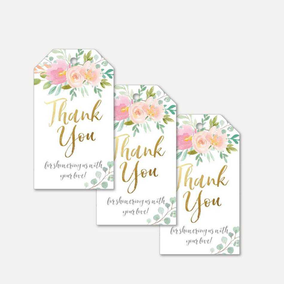 Pink Pastel Floral Baby Shower Thank You Favor Tags Template Regarding Template For Baby Shower Thank You Cards