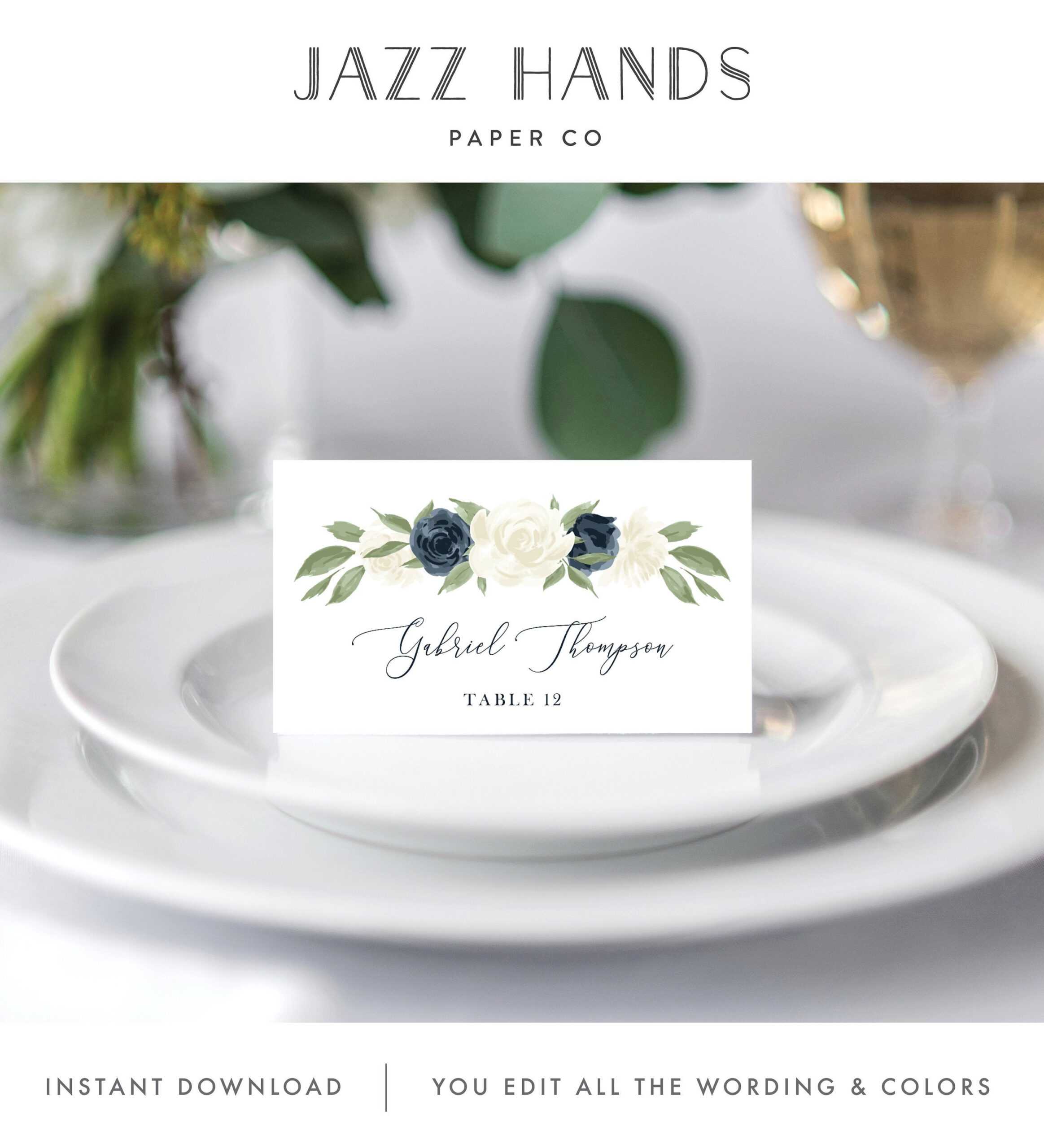 Place Card Template, Escort Card Template, Printable Wedding Within Place Card Setting Template