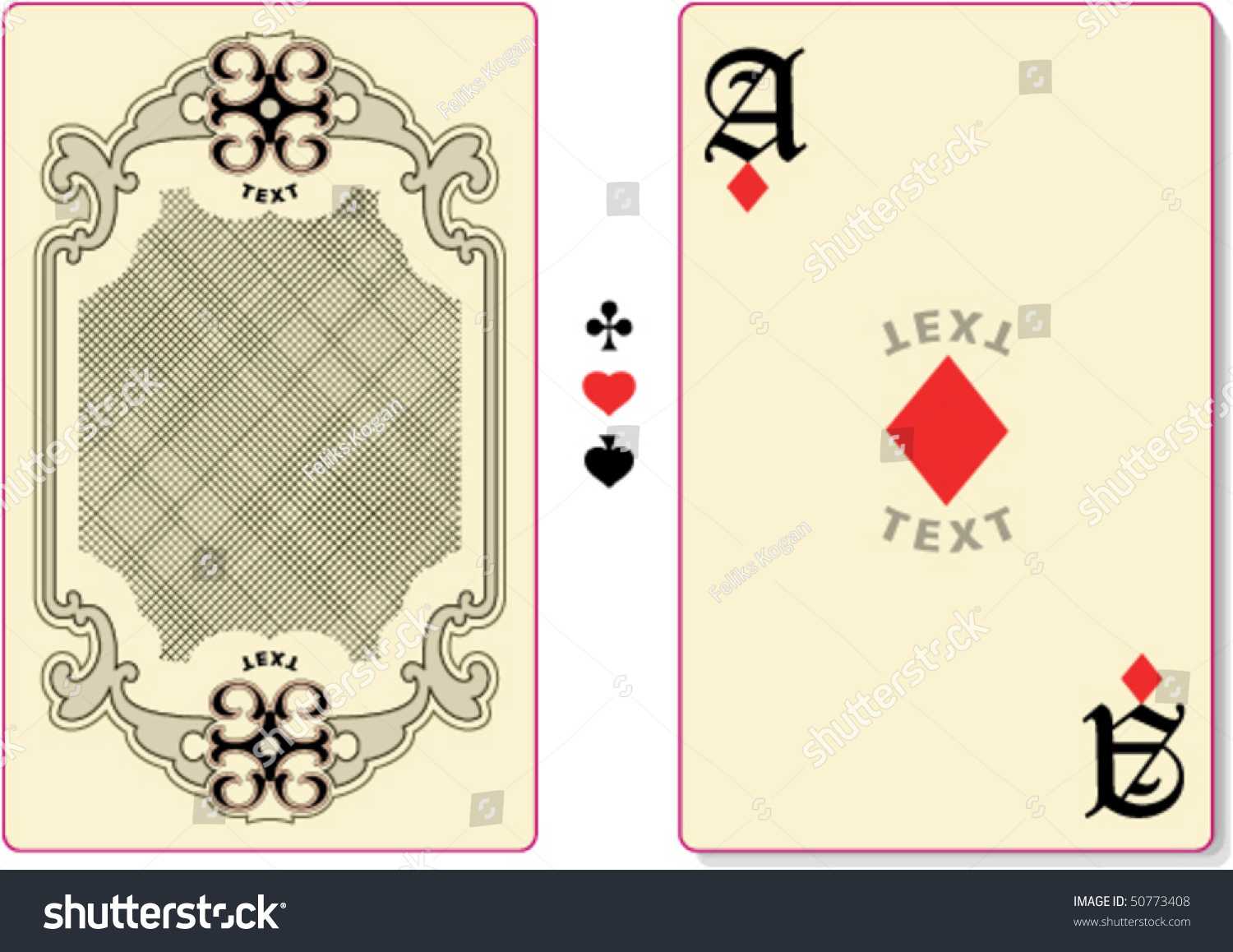 Playing Card Back Template Custom Text Stock Vector (Royalty Throughout Custom Playing Card Template