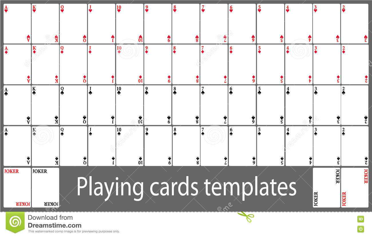 Playing Cards Template Set Stock Vector. Illustration Of In Deck Of Cards Template