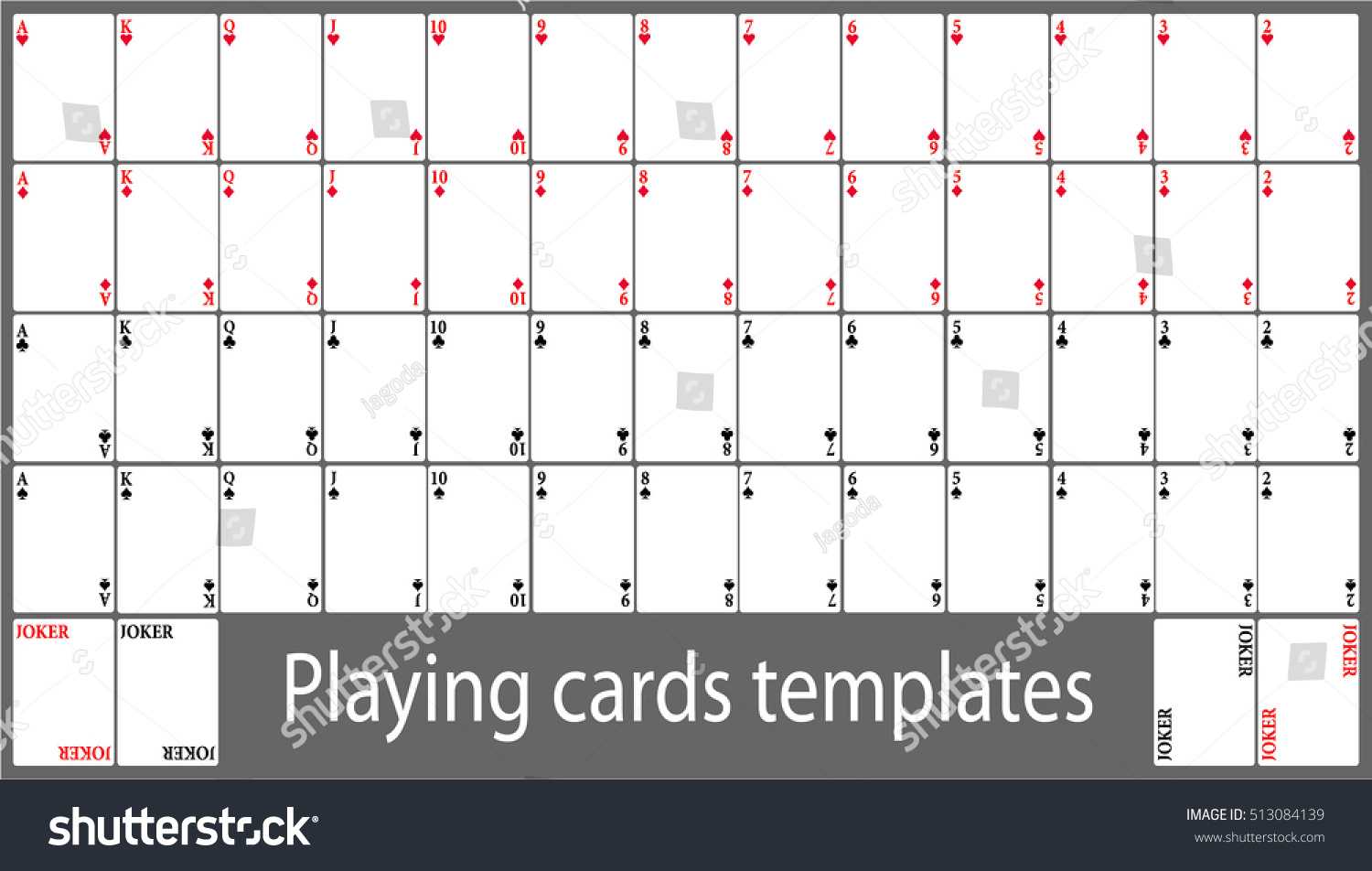 Playing Cards Template Set Stock Vector (Royalty Free) 513084139 With Custom Playing Card Template