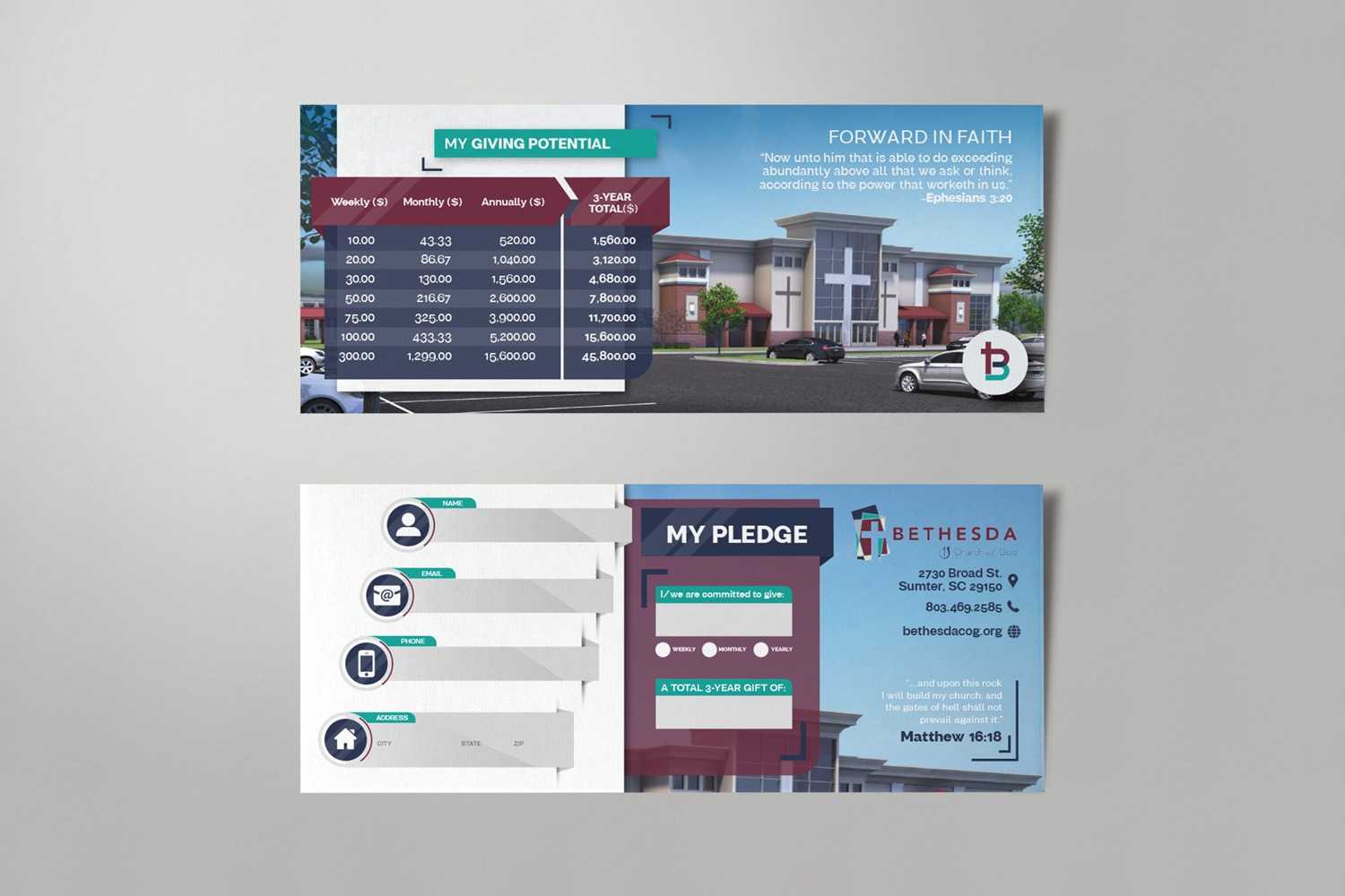 Pledge Cards & Commitment Cards | Church Campaign Design Inside Pledge Card Template For Church