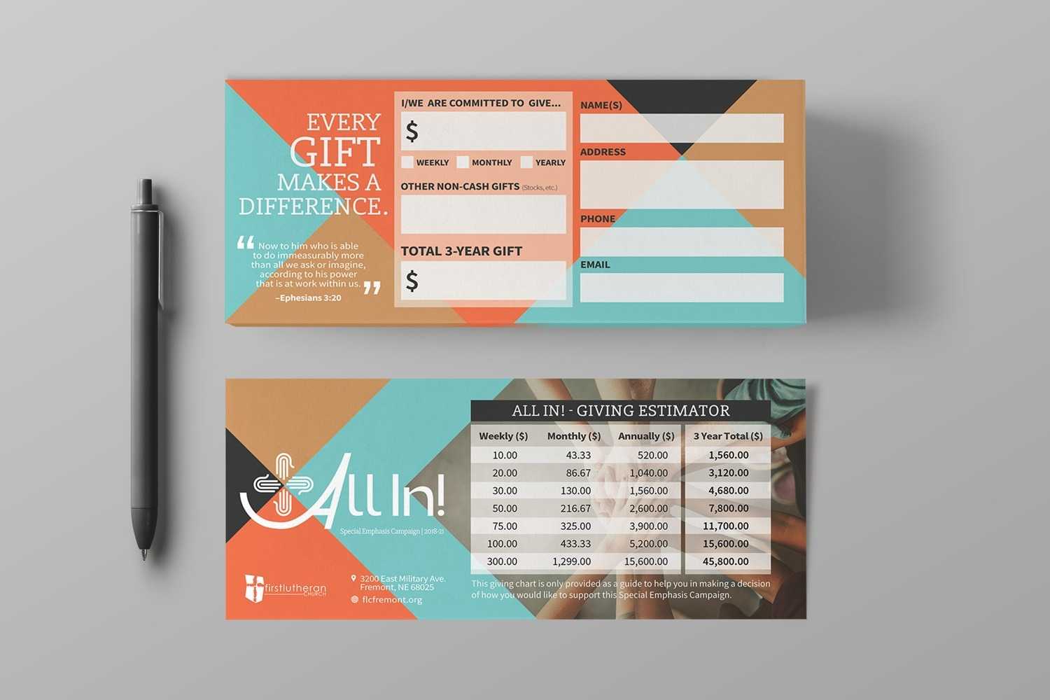 Pledge Cards & Commitment Cards | Church Campaign Design Inside Pledge Card Template For Church