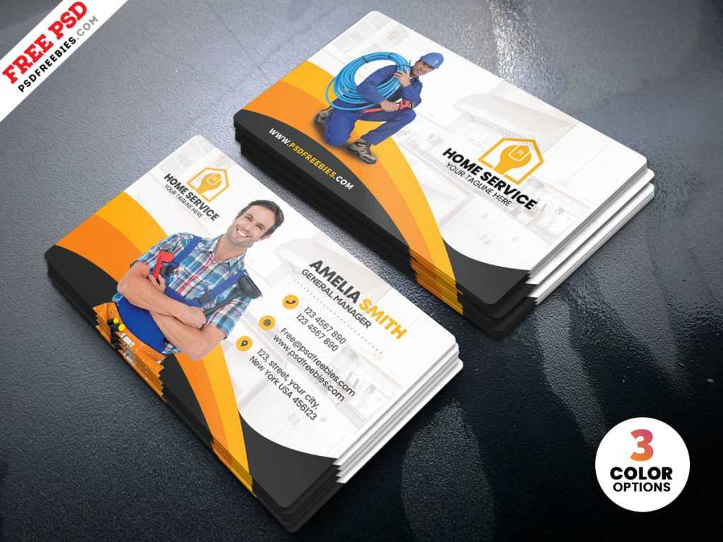 Plumber Business Card Psd Template – Free Download Inside Visiting Card Psd Template