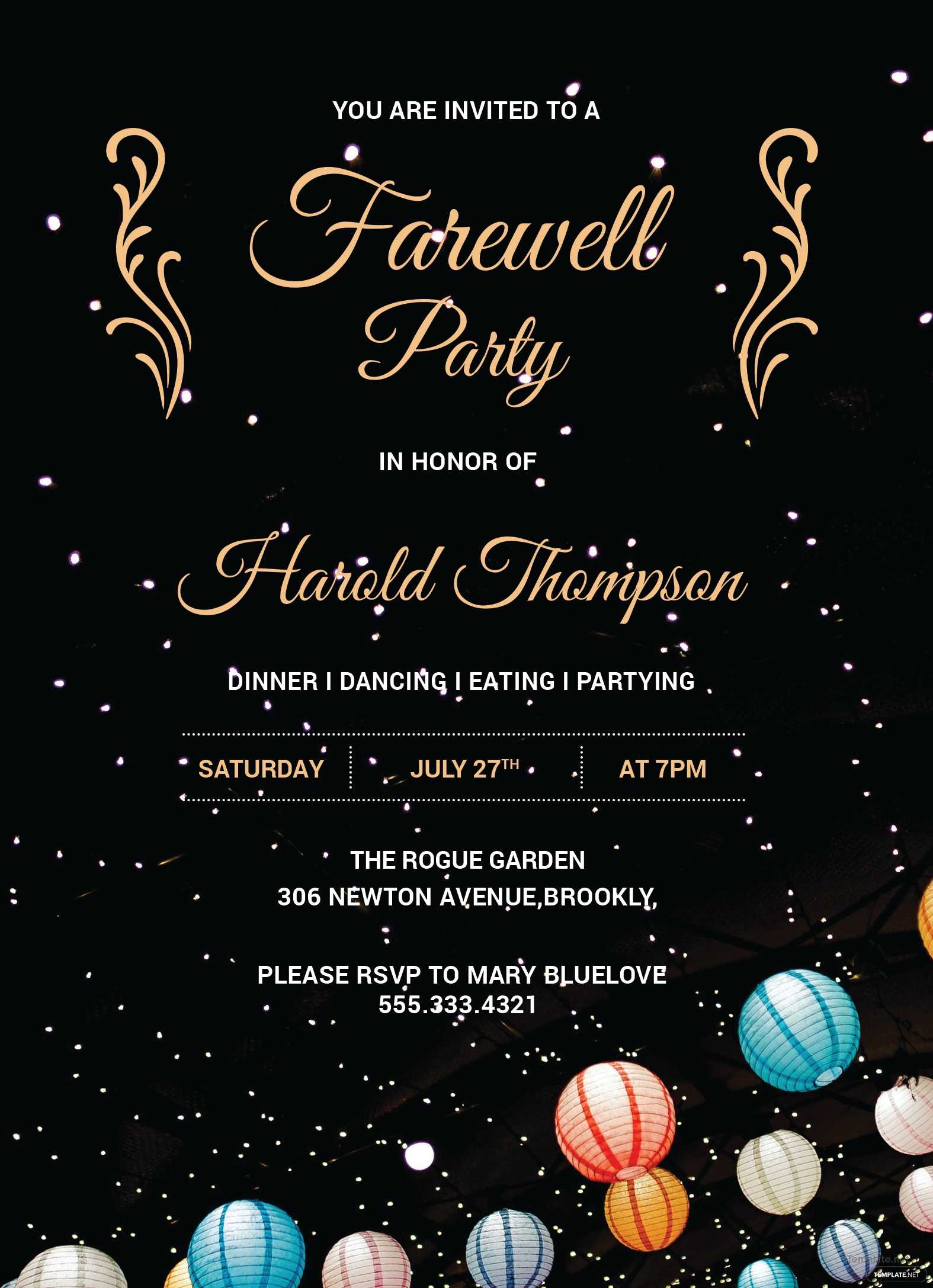 Pool Party Invitation Card Template Within Farewell Invitation Card Template