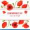 Poppy Red Flowers Card Template With Copy Space On Stripe Intended For Remembrance Cards Template Free
