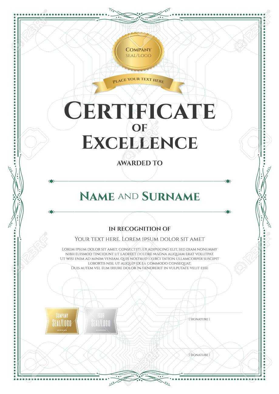 Portrait Certificate Of Excellence Template With Award Ribbon.. With Regard To Award Of Excellence Certificate Template