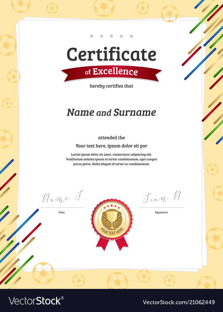 Portrait Certificate Template In Football Sport Regarding Athletic Certificate Template