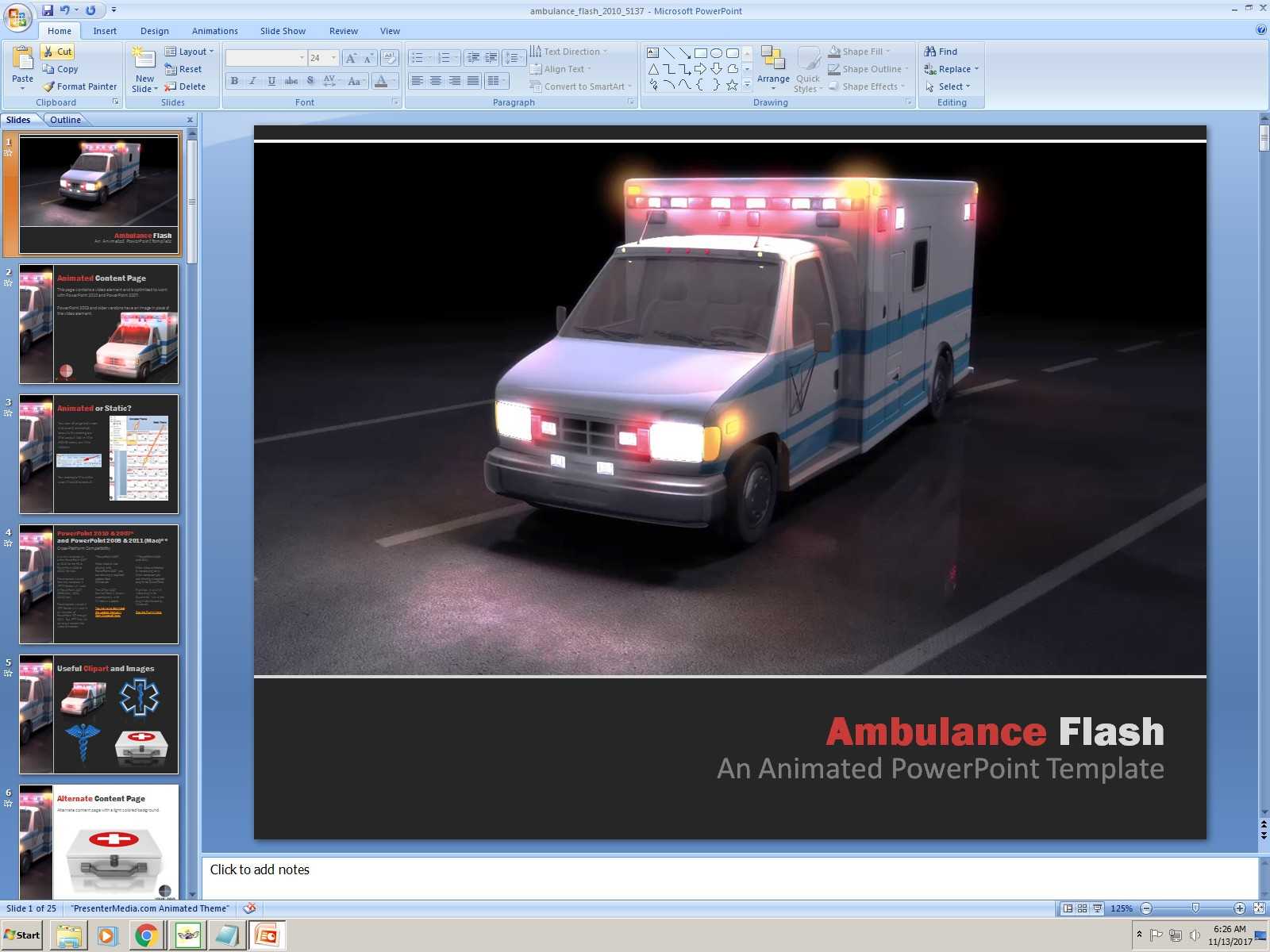 Powerpoint: Ambulance Flash Presentation Template With Ambulance Powerpoint Template