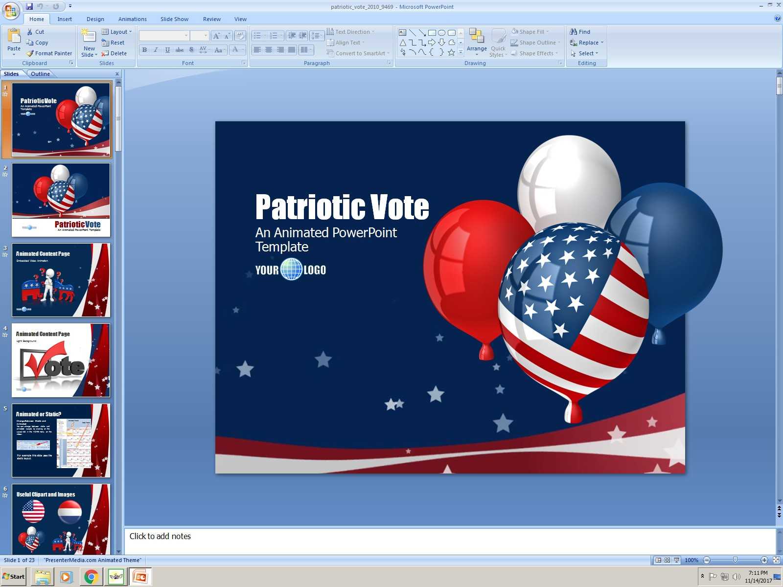 Powerpoint Animated Presentation Template: Patriotic Vote Within Patriotic Powerpoint Template