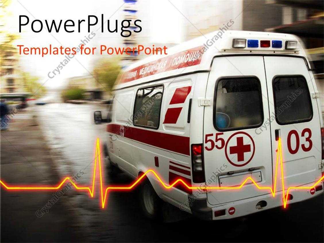 Powerpoint Template: An Ambulance With A Heartbeat Line And In Ambulance Powerpoint Template