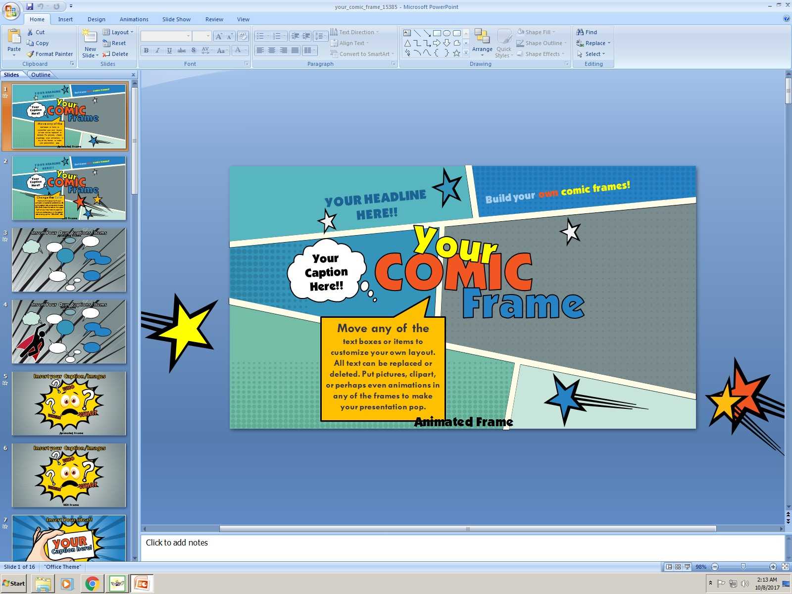 Powerpoint: Your Comic Frame Presentation Template With Regard To Comic Powerpoint Template