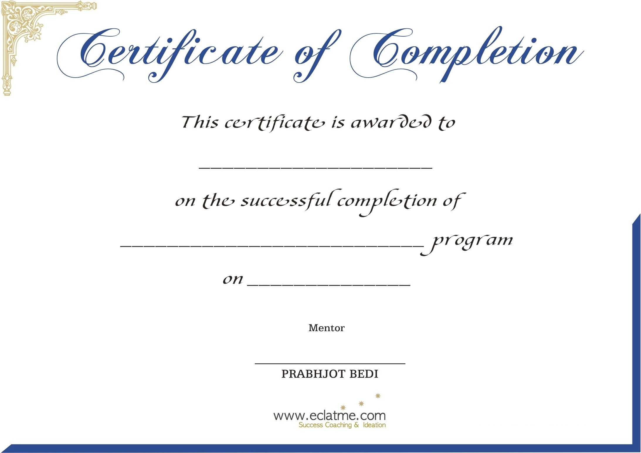 Premium Blank Certificate Of Completion Flyers : V M D Intended For Free Printable Certificate Of Achievement Template