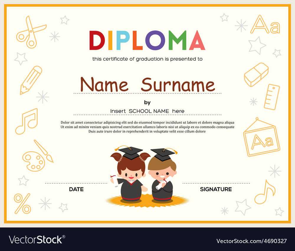 Preschool Kids Diploma Certificate Template Within Preschool Graduation Certificate Template Free