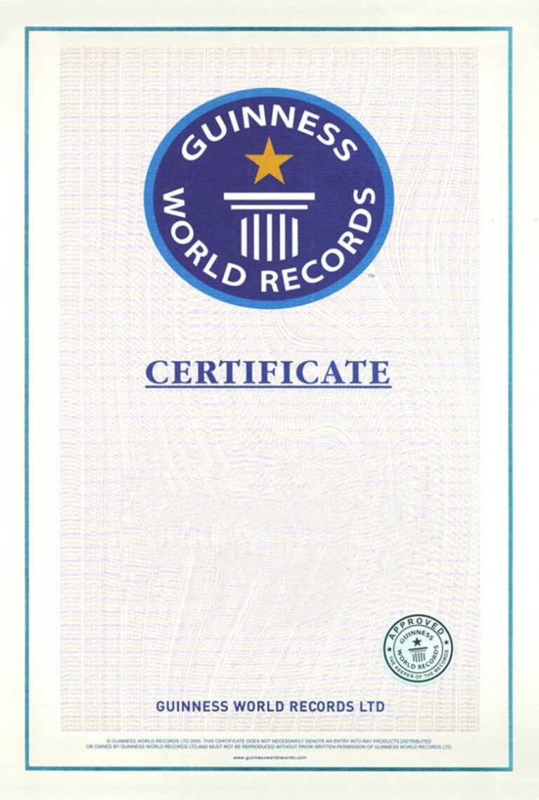 Principal List Certificate Guinness World Record Certificate Within Guinness World Record