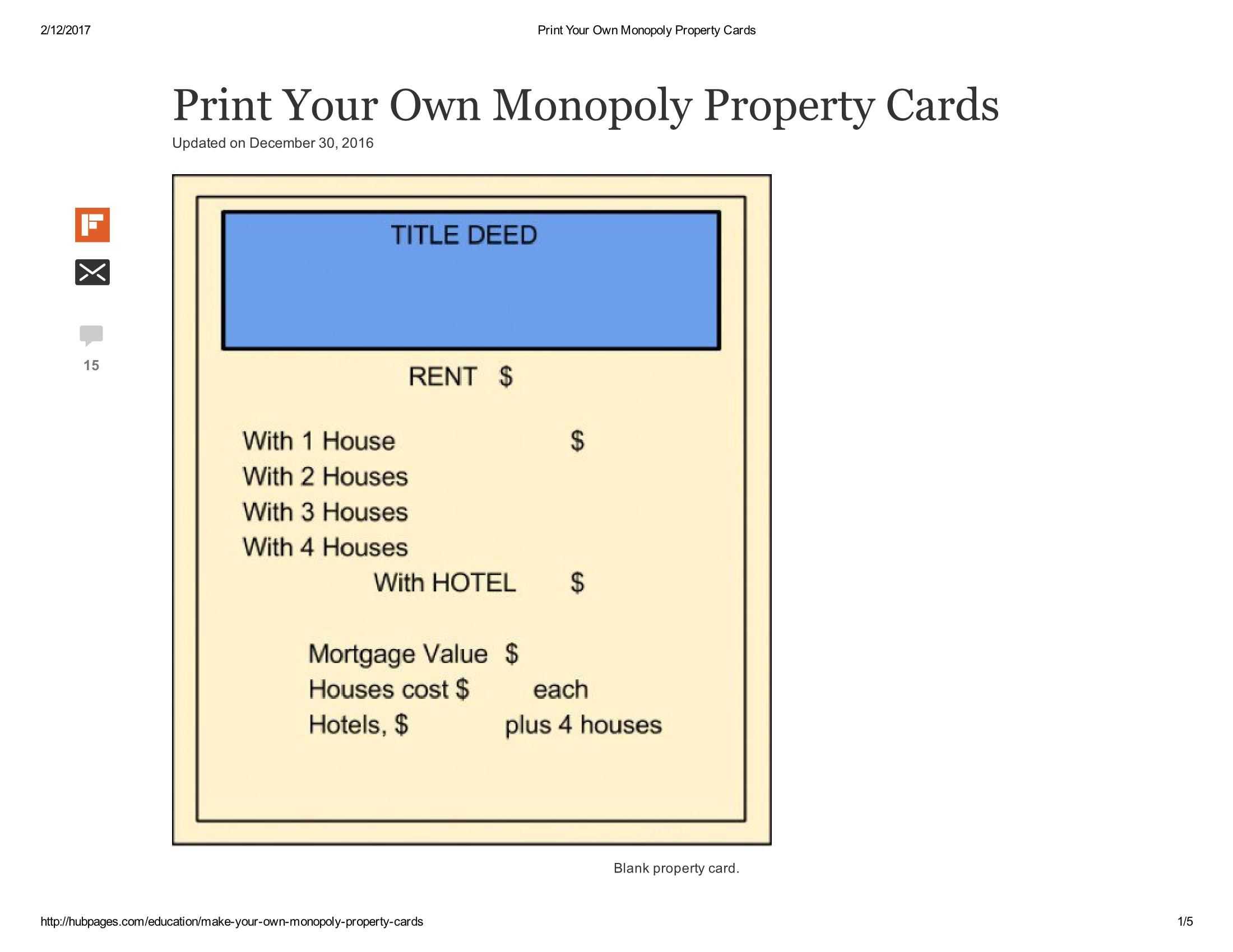 Print Your Own Monopoly Property Cards Document Pages 1 – 5 Regarding Monopoly Property Cards Template