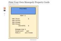 Print Your Own Monopoly Property Cards Document Pages 1 - 5 with regard to Monopoly Property Card Template