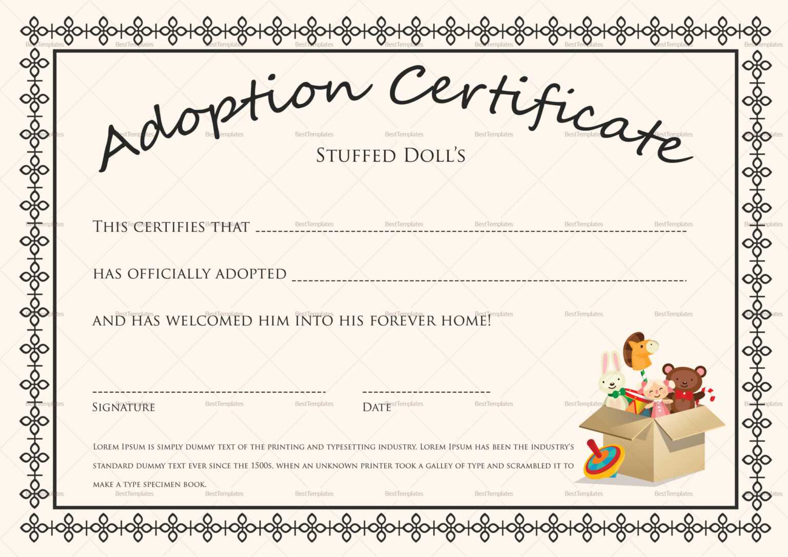 Adoption Certificate Template