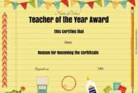 Printable Certificates For Teachers Best Teacher Awards in Teacher Of The Month Certificate Template