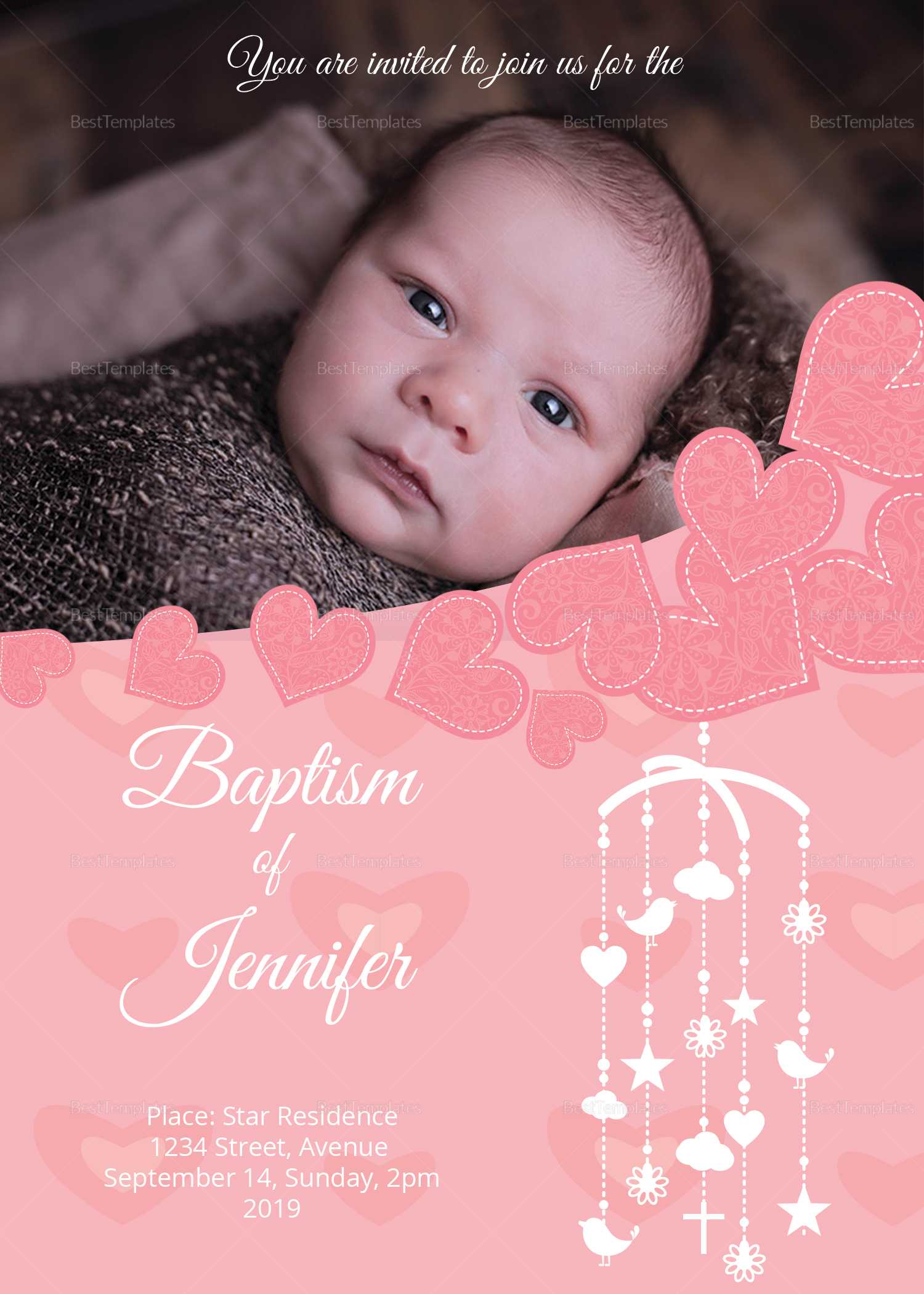 Printable Christening Baptism Invitation Card Template Pertaining To Baptism Invitation Card Template