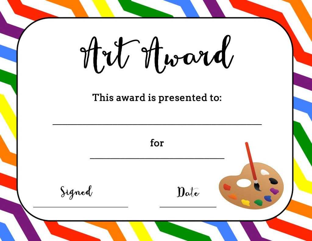 Printable Creative Artist Award Certificate Children S With Art Certificate Template Free