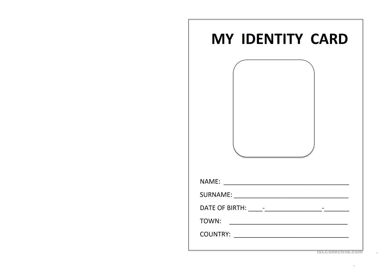 Printable Id Card – English Esl Worksheets For Distance Throughout Id Card Template For Kids