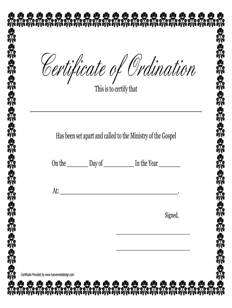 Printable Ordination Certificate - Fill Online, Printable Regarding Certificate Of Ordination Template