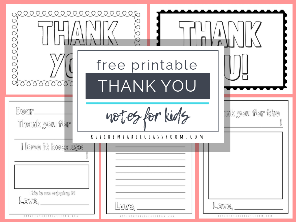 Printable Thank You Cards For Kids – The Kitchen Table Classroom Intended For Free Templates For Cards Print