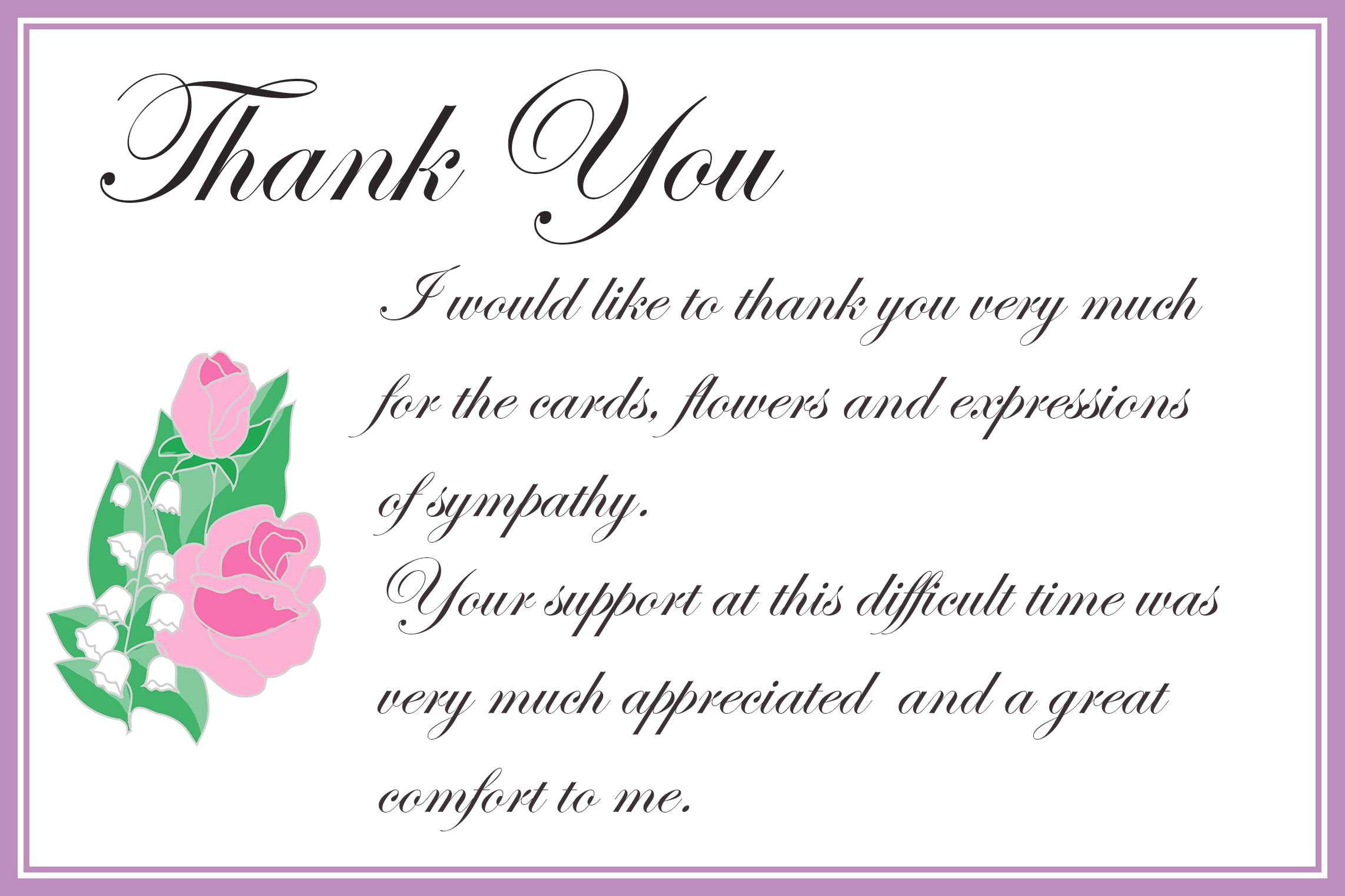 Printable Thank You Cards – Free Printable Greeting Cards For Sympathy Thank You Card Template