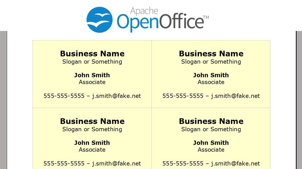Printing Business Cards In Openoffice Writer In Business Card Template Open Office