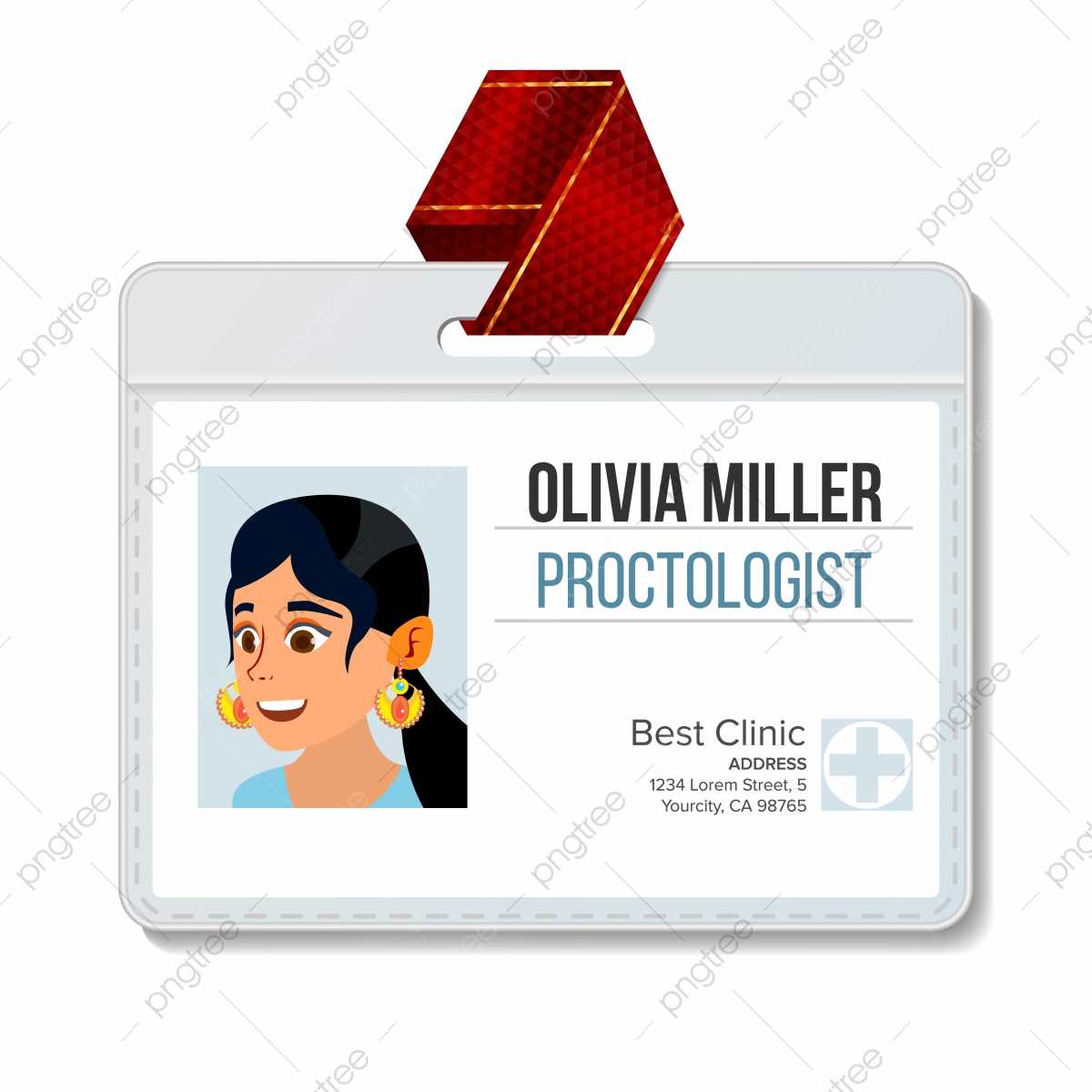 Proctologist Identification Badge Vector Woman Id Card Intended For Hospital Id Card Template