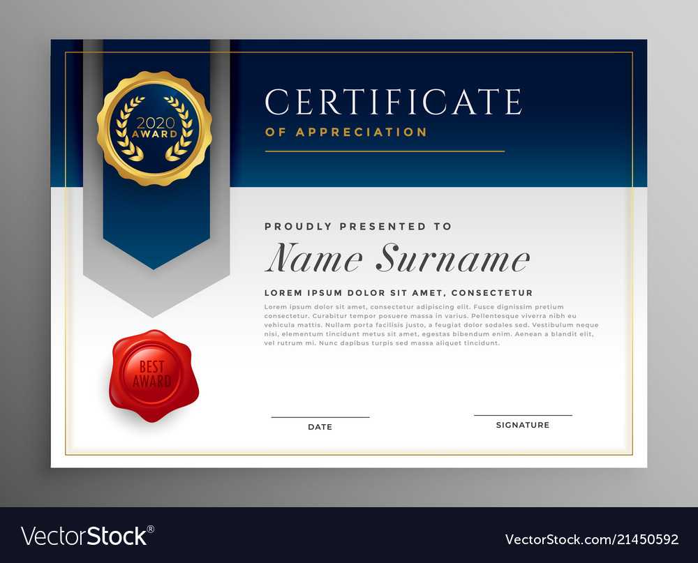 Professional Blue Certificate Template Design In Professional Award Certificate Template