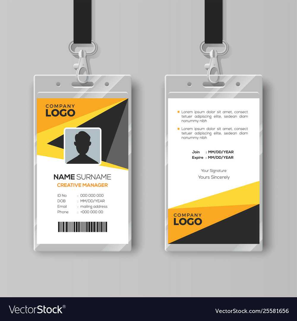 Professional Id Card Template With Yellow Details Within Id Card Template Ai