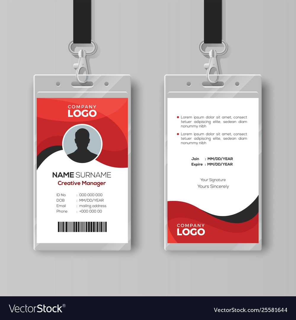 Professional Identity Card Template With Red With Regard To Photographer Id Card Template