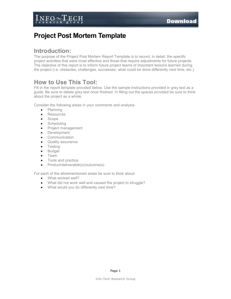 Project Post Mortem Template With Post Mortem Template Powerpoint