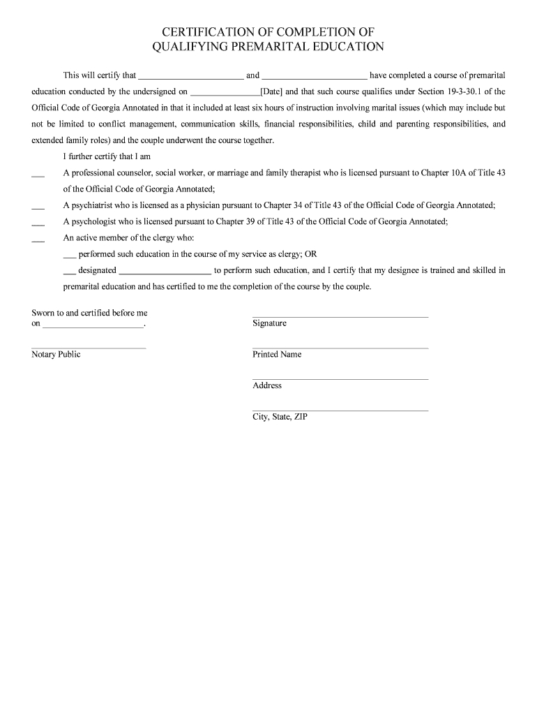 Proof Of Marriage Counseling Letter – Fill Out And Sign Printable Pdf  Template | Signnow For Premarital Counseling Certificate Of Completion Template