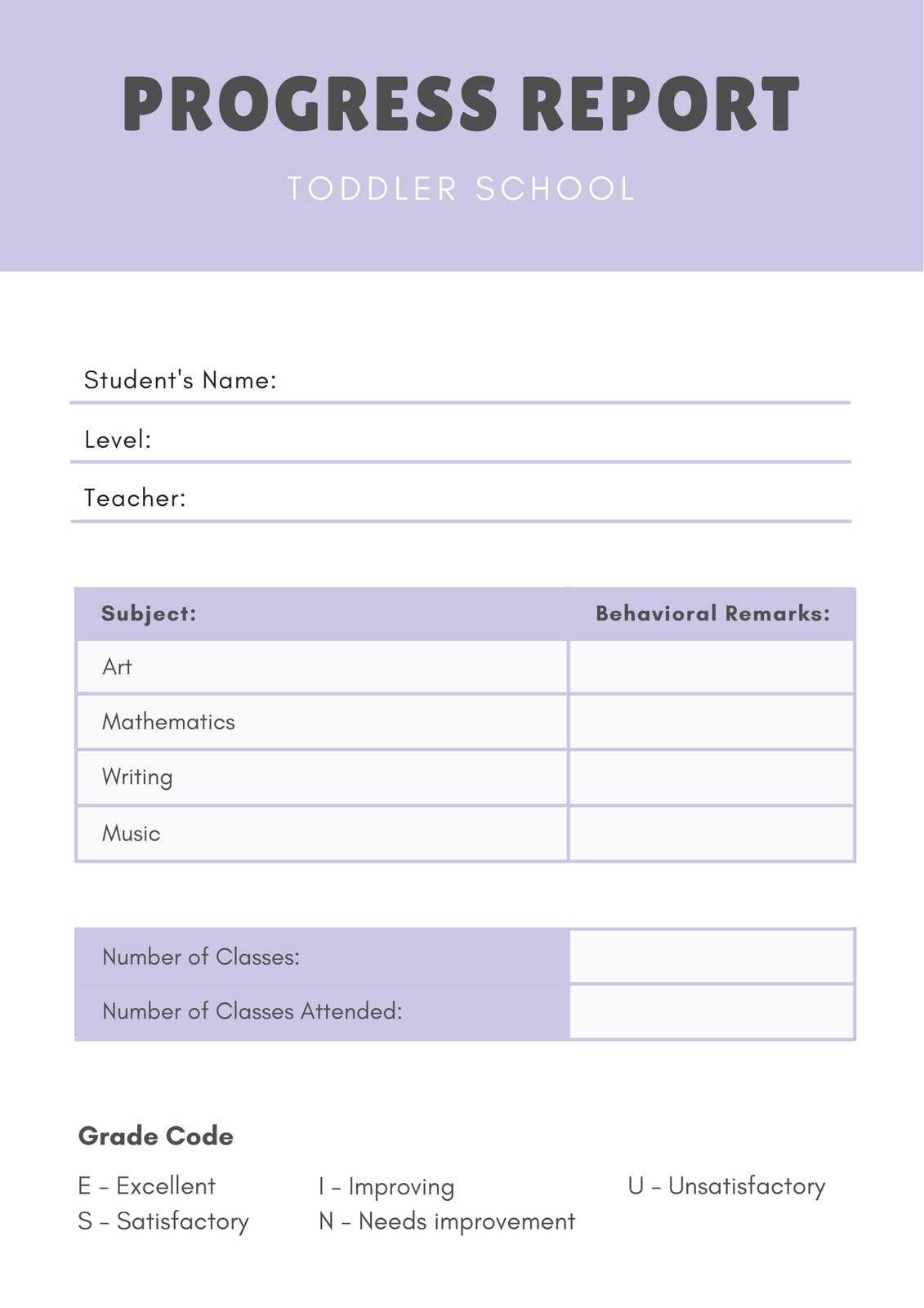 Purple Lines Preschool Report Card – Templatescanva Within Boyfriend Report Card Template