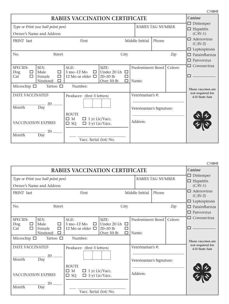 Rabies Vaccination Certificate – Fill Out And Sign Printable Pdf Template |  Signnow In Dog Vaccination Certificate Template