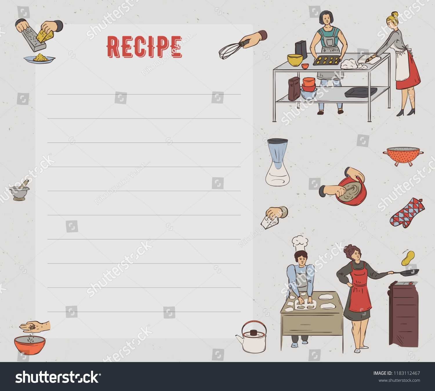 Recipe Card Cookbook Page Design Template Stock Vector With Restaurant Recipe Card Template