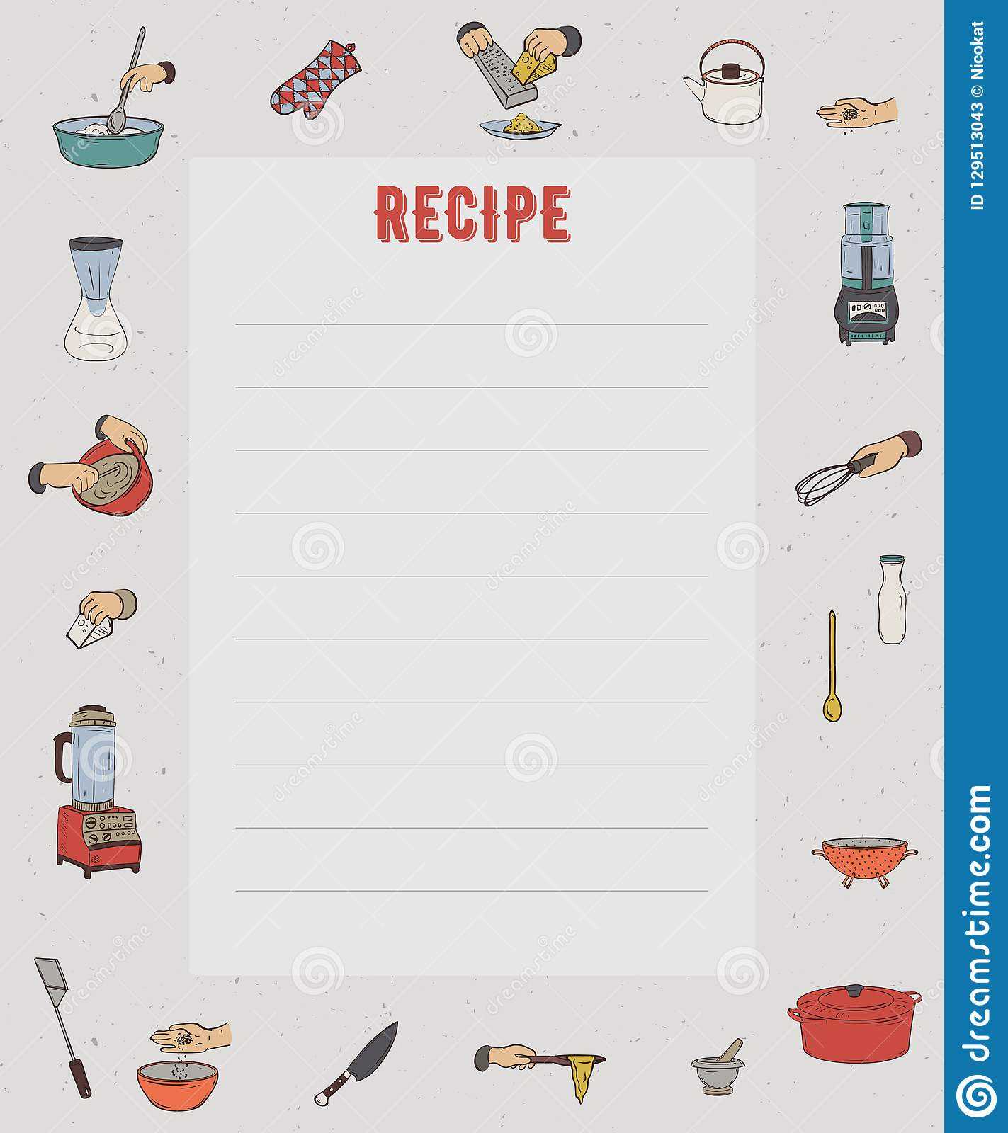 Recipe Card. Cookbook Page. Design Template With Kitchen With Regard To Recipe Card Design Template