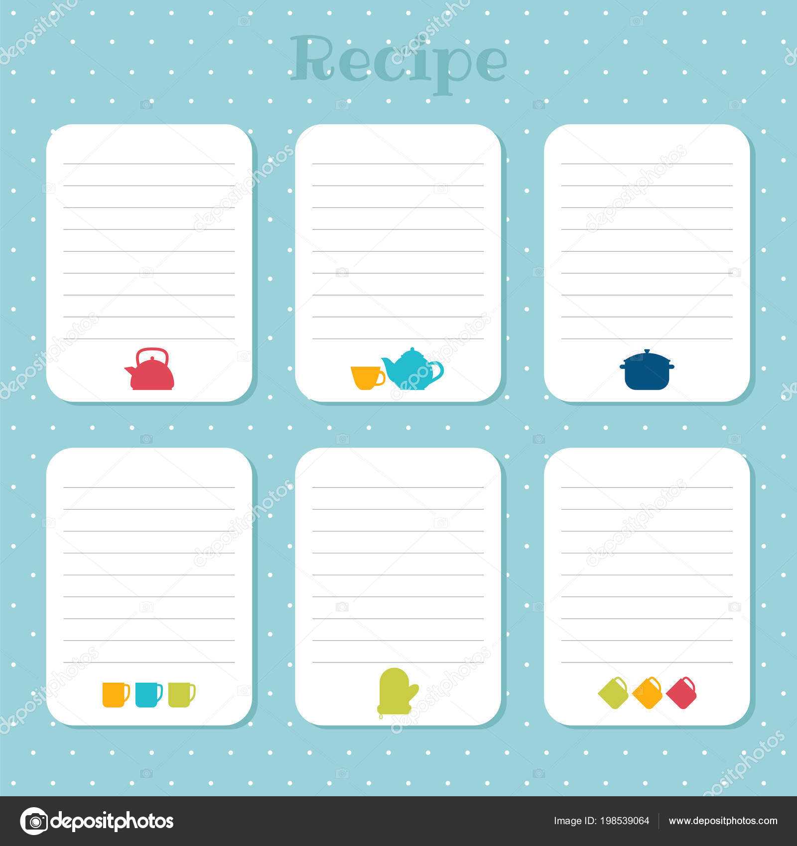 Recipe Card Templates | Recipe Cards Set Cooking Card Within Restaurant Recipe Card Template
